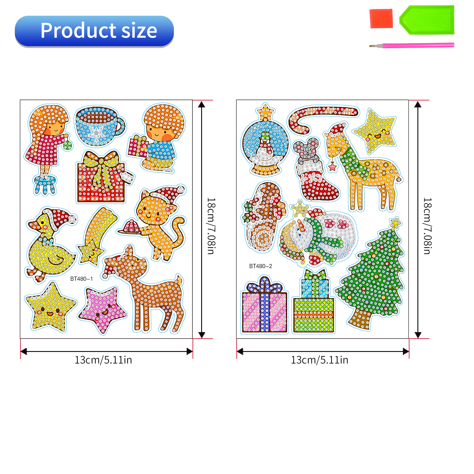 Navidad pintura de diamantes pegatinas al azar niños bricolaje dibujos animados hechos a mano pegatinas de pared de Santa Claus pegatinas de regalo de diamantes