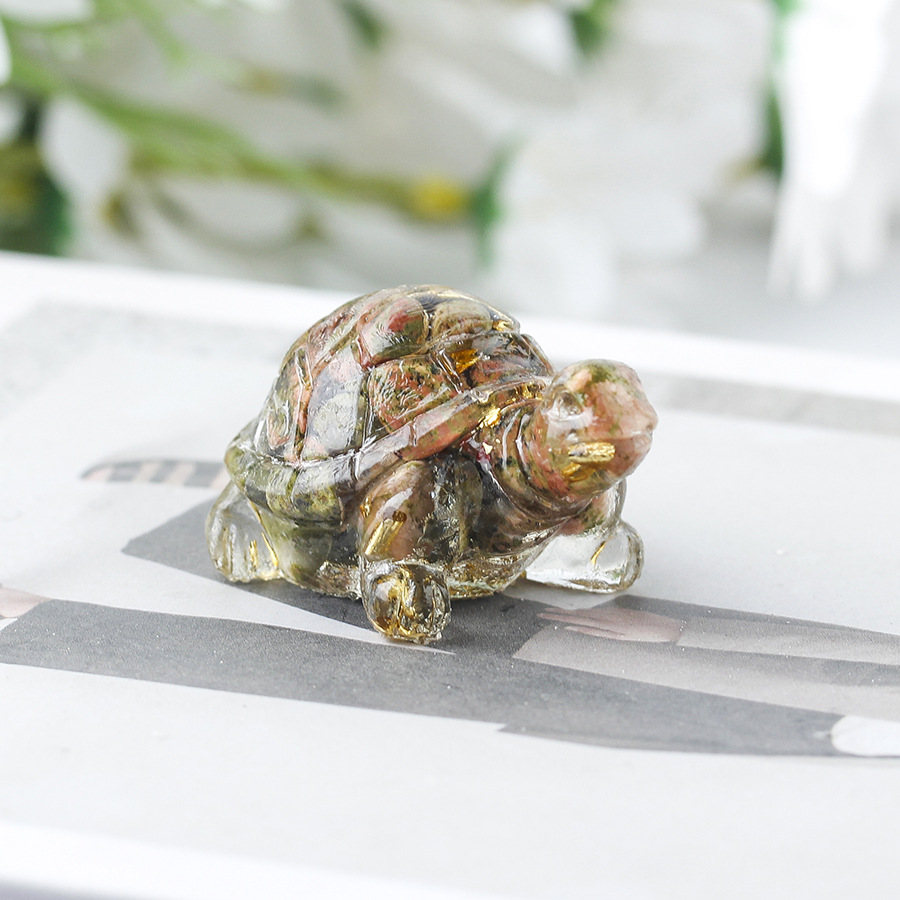 Cristal natural Animal Cristal blanco Cute Little Turtle Decoración creativa Adornos de escritorio Artesanías Decoración de coche