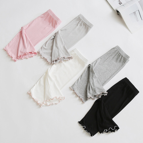 Girls' 5-pocket summer thin Modal leggings for children, baby mid-thigh short pants