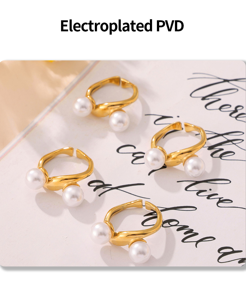 Simple Geometric Shape Irregular Imitation Pearl Opening Ring Women's Ring Ins Cold Style Niche Design_voghion.com