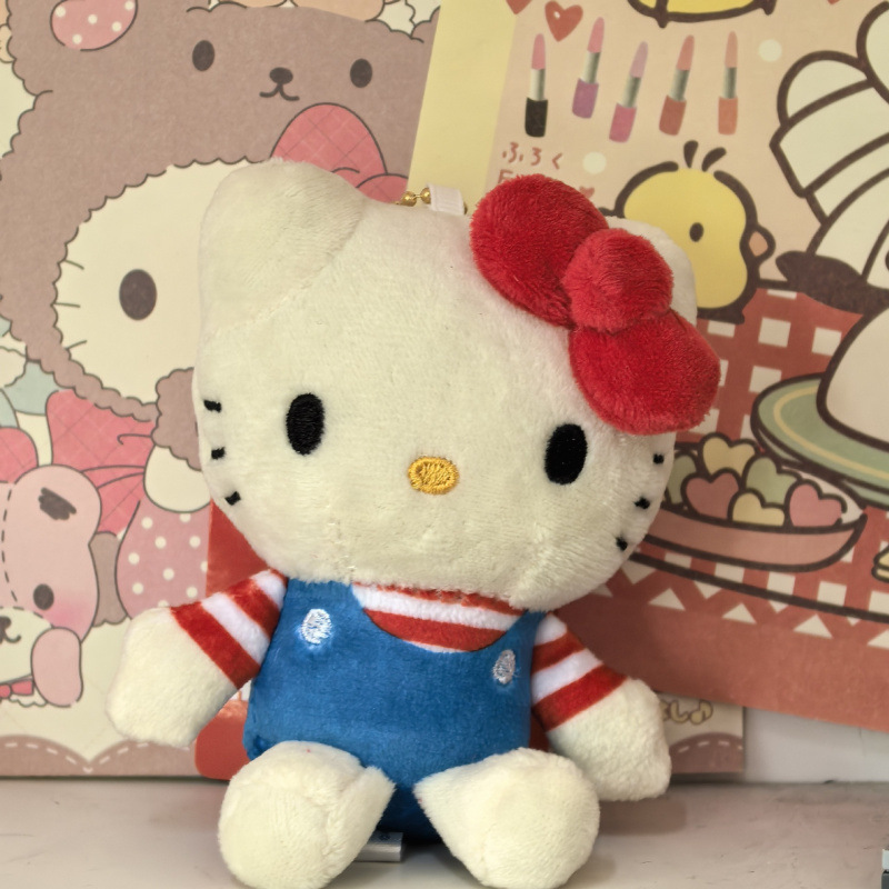 黑色草帽kitty帽宝宝挂件爱心扣公仔玩偶可爱赫本风挂饰钥匙扣|undefined