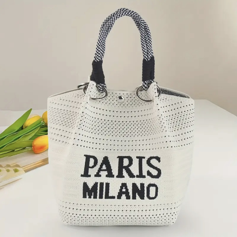 Transfronterizos bolsos de moda de punto exquisitos portátiles bolsas de balde de ocio de mujeres bolsas de almuerzo de estudiantes
