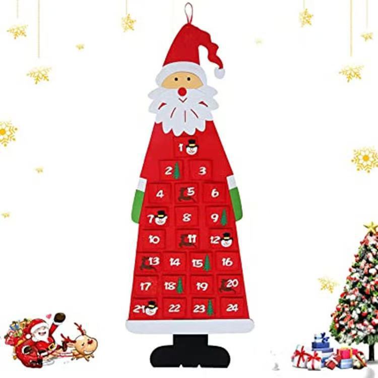 クリスマス手作り DIY フェルトクリスマスツリー赤サンタクロース装飾立体カレンダークリスマスツリーギフト|undefined
