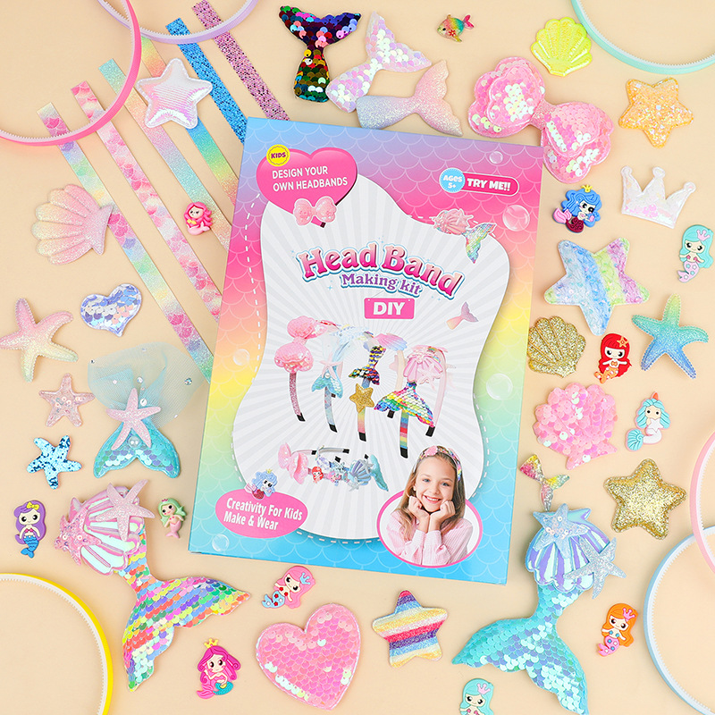 Tronos de Amazon diy juego de diadema Juguetes Accesorios para el cabello Combinación Diadema para niños Paquete de material hecho a mano Spot al por mayor