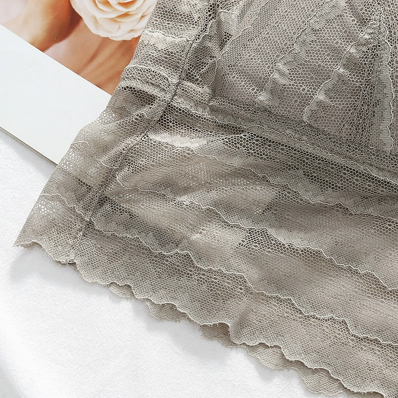 悦晓 Silk lace sexy bra top, thin wireless bra, underwear