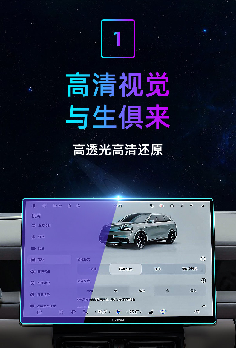 Suitable for 26 models of Hongmeng Zhixing Wenjie M6 central control tempered film car navigation screen protector display screen protective film