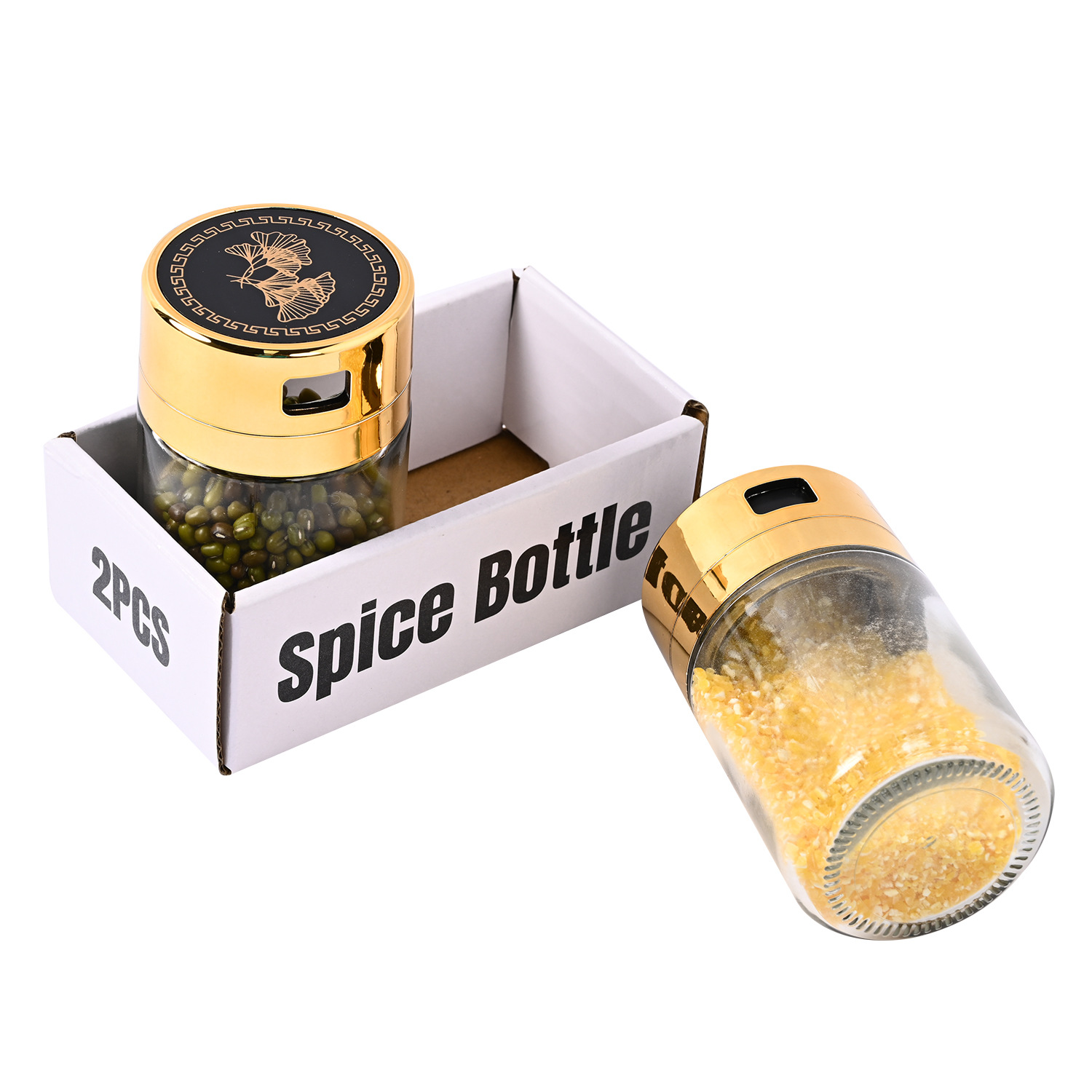 Venta caliente transfronteriza cocina de acero inoxidable Luz de lujo de vidrio condimento tarro traje hogar sellado de vidrio condimento tarro al por mayor