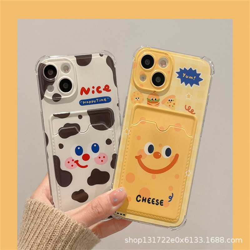 Card Pack Cheese Smiley for iPhone16Pro Phone Shell 15 Apple 14 Soft 11 Cute 13 Protective Cover 12P