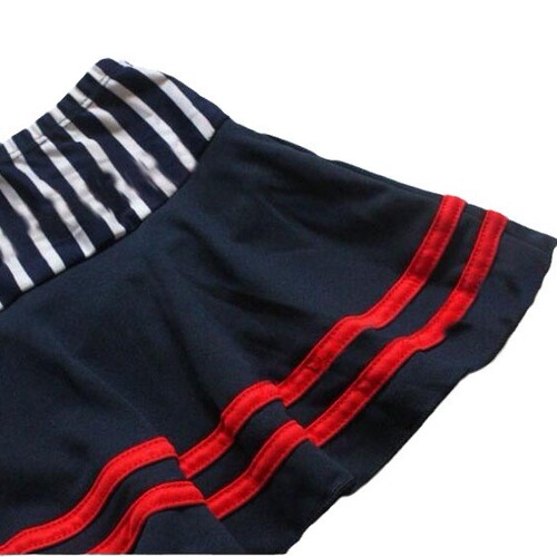 Bikini European and American fashion navy style one-piece stylish blue striped swimsuit for big children