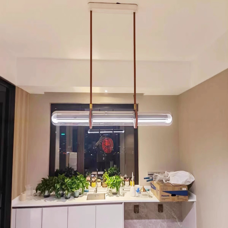 Diseñador de lujo lujoso restaurante lámpara de barra Modelo de arte minimalista Bar decoración cinturón de cristal candelabro No