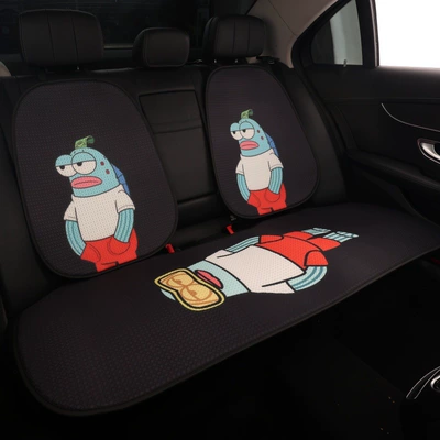 Universal Ventilated and Breathable Seat, Seat cushion, seat cover - blue-fish-back-row-three-piece-set-printed-4-color-bichburg