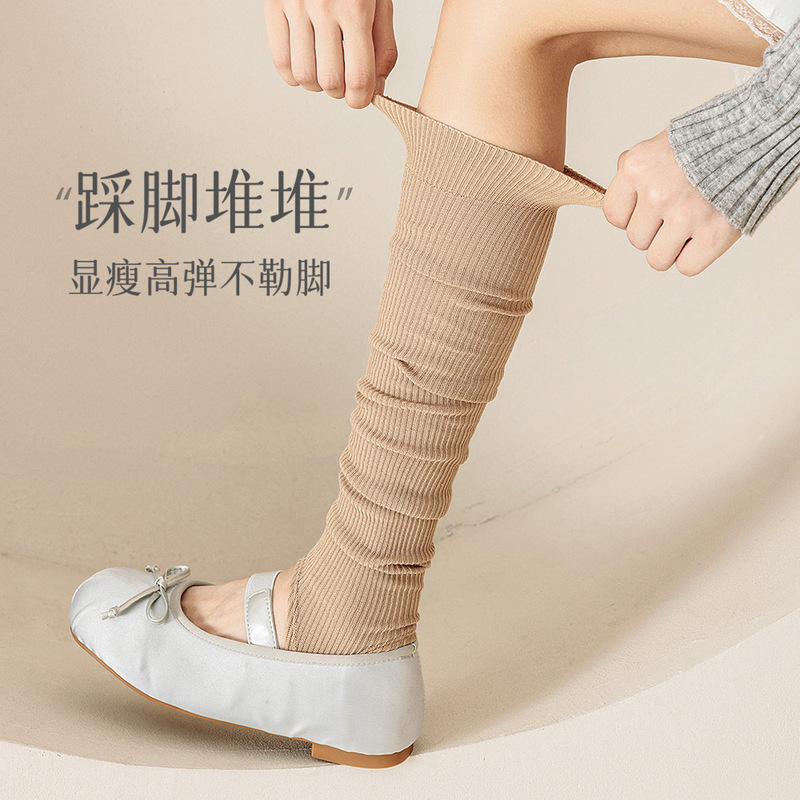 秋季新品灰色袜套踩脚腿套堆堆袜子女芭蕾风春秋薄款纯色小腿袜|undefined