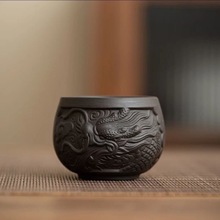 高档紫砂祥龙主人杯品茗杯陶瓷功夫茶具家用办公室泡茶盏单杯批发