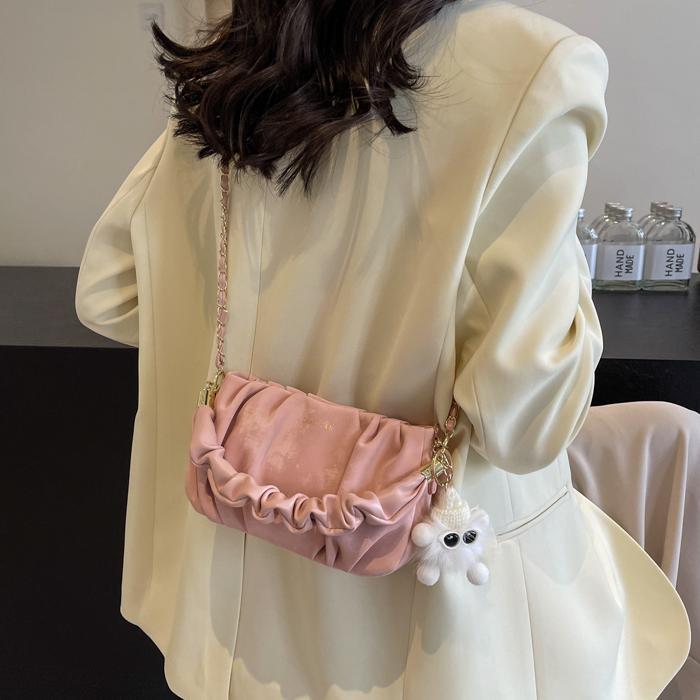 Verano súper fuego cadena plisada nube bolsa de axila señoras 2025 nuevo bandolera coreana de nicho todo fósforo