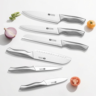 Foreign trade chef knife cross-border full set of all-steel one-piece stainless steel cooking knife in stock direct supply