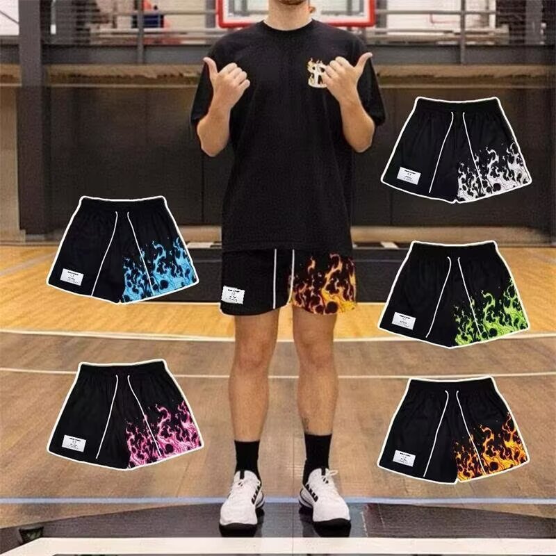 25 pantalones cortos de llama de marca europea y americana transfronterizos, hombres y mujeres, pantalones de baloncesto rápidos y secos, no más de la rodilla