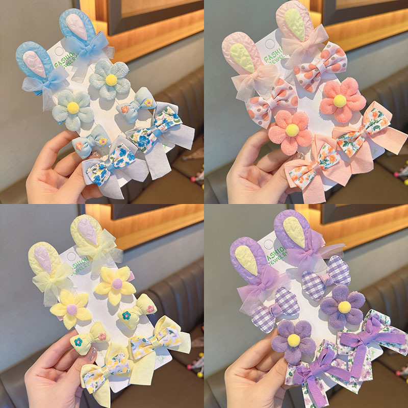 Cartoon Style Bow Knot Cloth Handmade Hair Clip 4 Pairs display picture 8