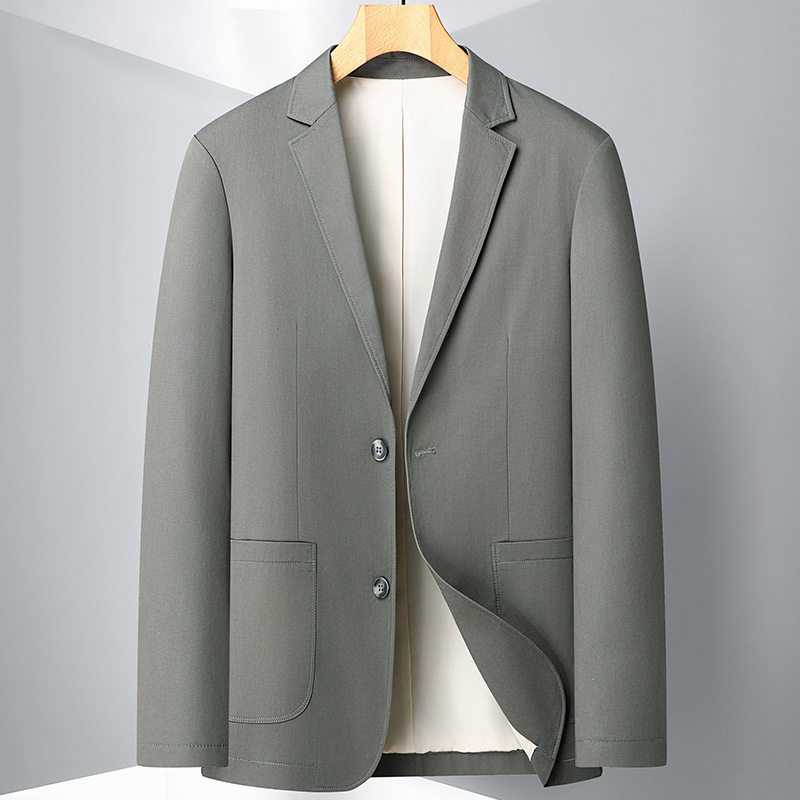 Áo vest nam cotton dáng ôm vừa vặn, cổ vest một hàng hai nút, tay dài, phong cách Hàn Quốc — Màu be, Màu xanh lam, Xanh lục Xám