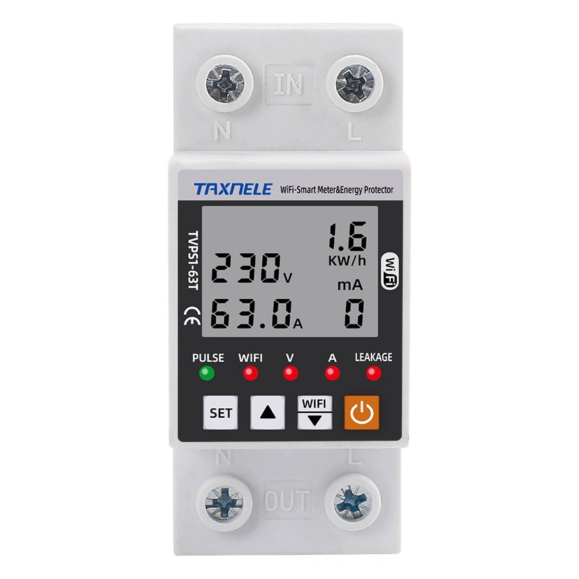Умный автоматический выключатель TAXNELE Tuya с Wi-Fi, дистанционным управлением, функциями измерения, защиты от утечки, перенапряжения/понижения напряжения и таймером