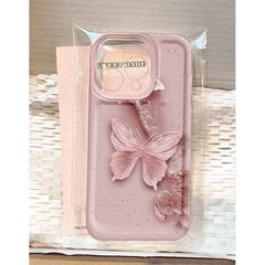 新款粉蝴蝶适用于苹果15PROMAX手机壳iPhone16个性14创意13软壳11