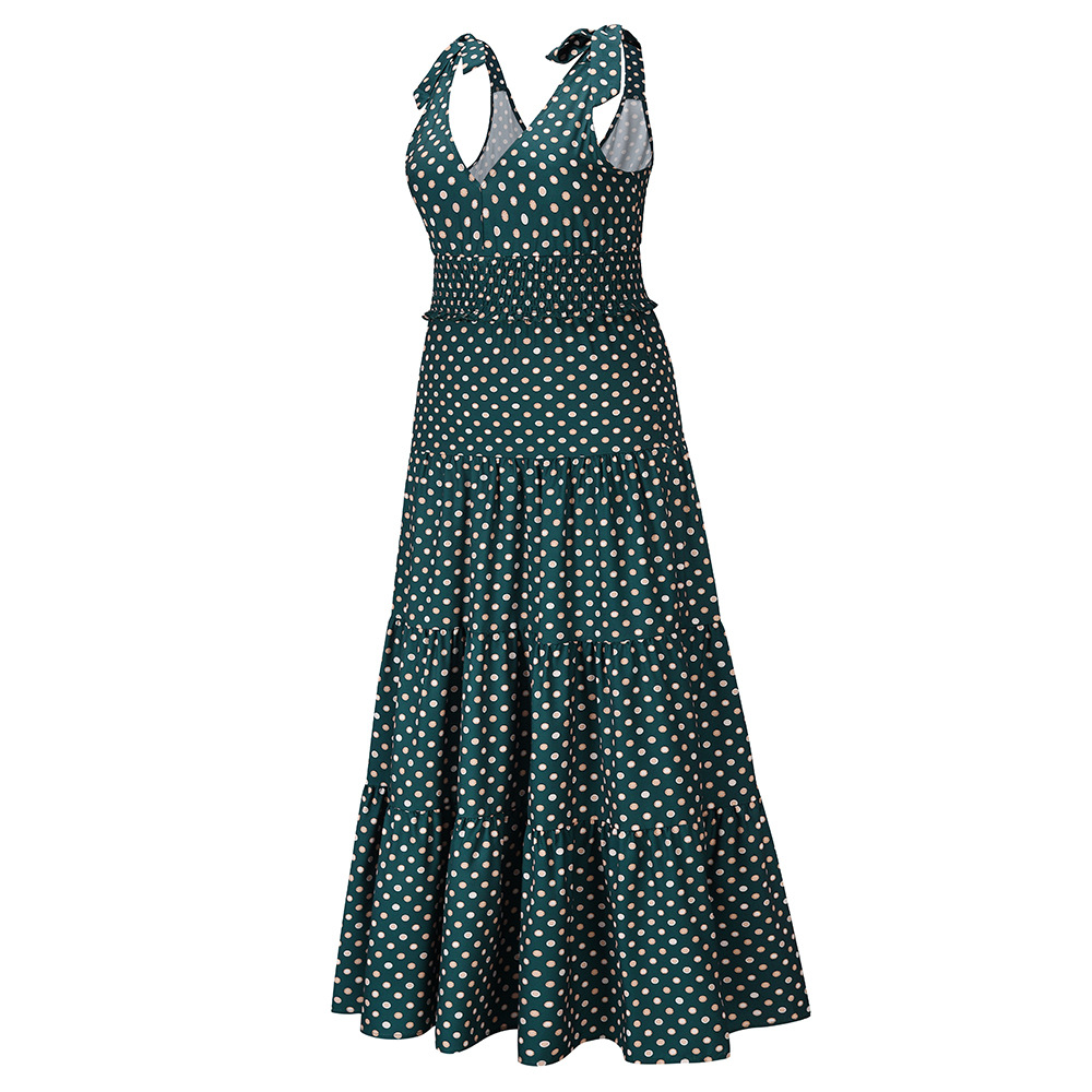 suspender V-neck polka dot slim large swing dress NSHYG118148