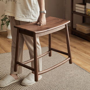 Wholesale Black Walnut Dressing Stool Household Small Stool Low Stool Shoe Changing Stool Makeup Stool Solid Wood Saddle Stool Dining