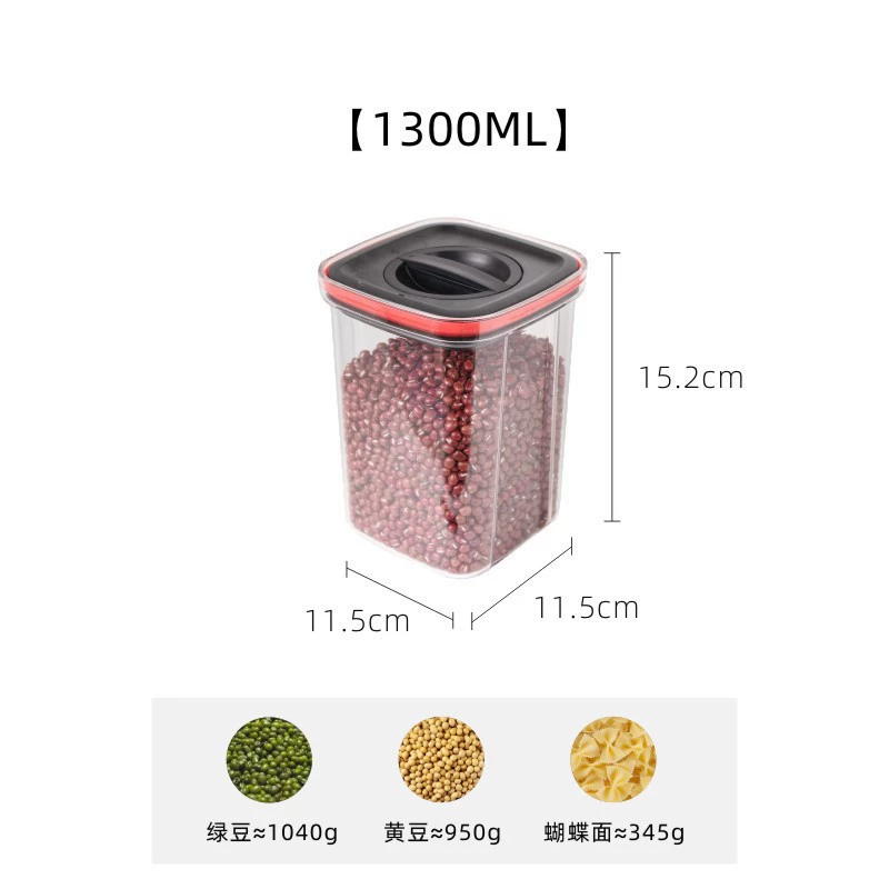 Airtight Square Kitchen Storage Jar, Clear Large Capacity Container, 500–2000 ml Multi-Size