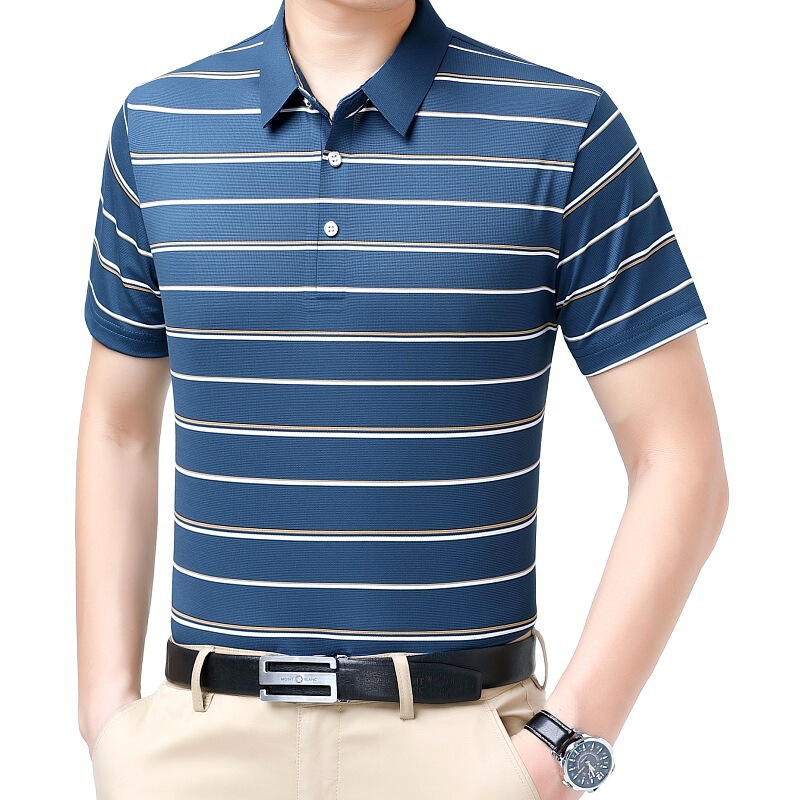 High-End Fashion Short-Sleeve Men's Poio Shirt Mulberry Silk Versatile Comfortable Classic Business T-Shirt Casual Turn-Down Collar Top High-End Fashion Short-Sleeve Men's Poio Shirt Mulberry Silk Versatile Comfortable Classic Business T-Shirt Casual Turn-Down Collar Top
