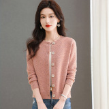 小香风薄款针织开衫女小外搭2024春秋新款宽松短款毛衣外套中年女，女装针织衫/毛衣，妃慕昵服饰