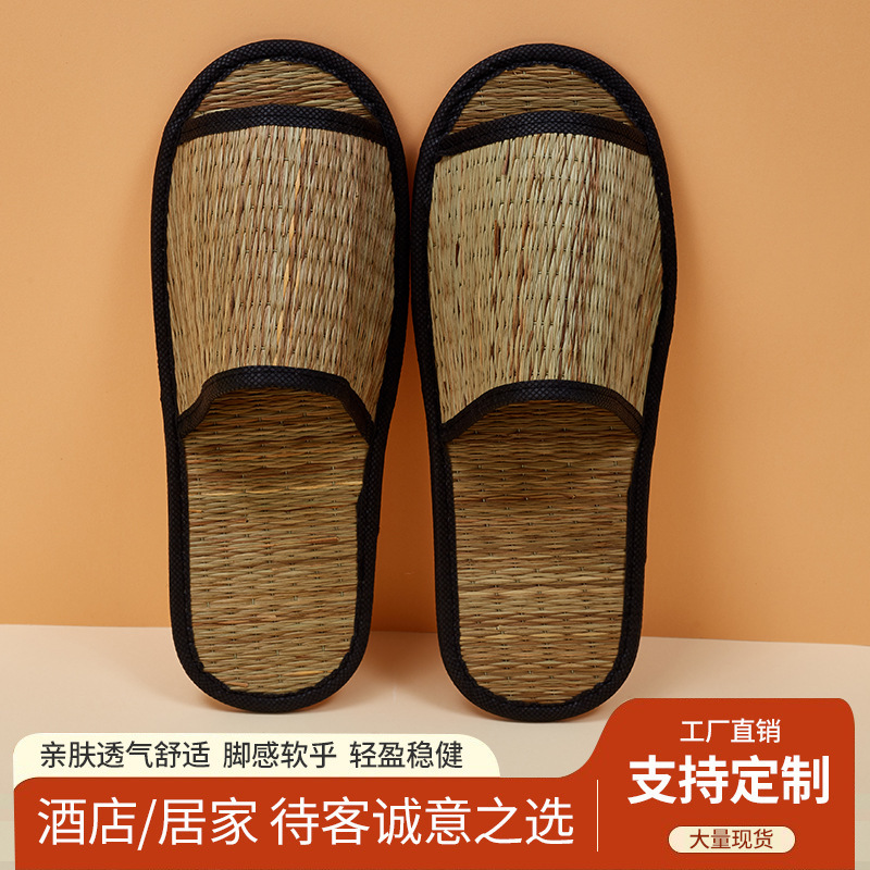 Hotel disposable slippers non-slip straw mat woven breathable beauty salon bamboo outcrop adult slippers wholesale Hotel disposable slippers non-slip straw mat woven breathable beauty salon bamboo outcrop adult slippers wholesale