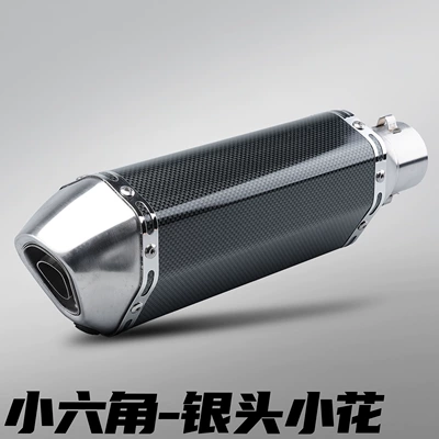 Competition Tail Section 51mm Universal — Motorcycle exhaust pipe - 370mm-small-hexagon-silver-head-flower