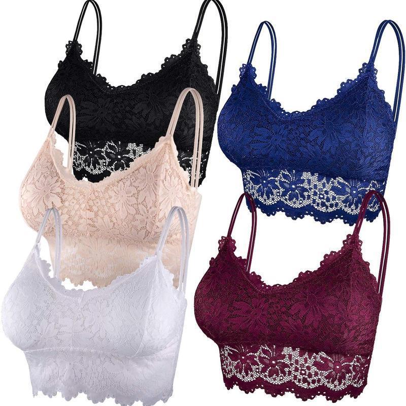 Foreign Trade Dropshipping Cross-Border Bralettes Women's Lace Wire-Free Bra with Padded Lace Tube Top