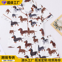 2025亚马逊跨境新款时尚休闲舒适短袖短裤居家服套装睡衣厂家批发