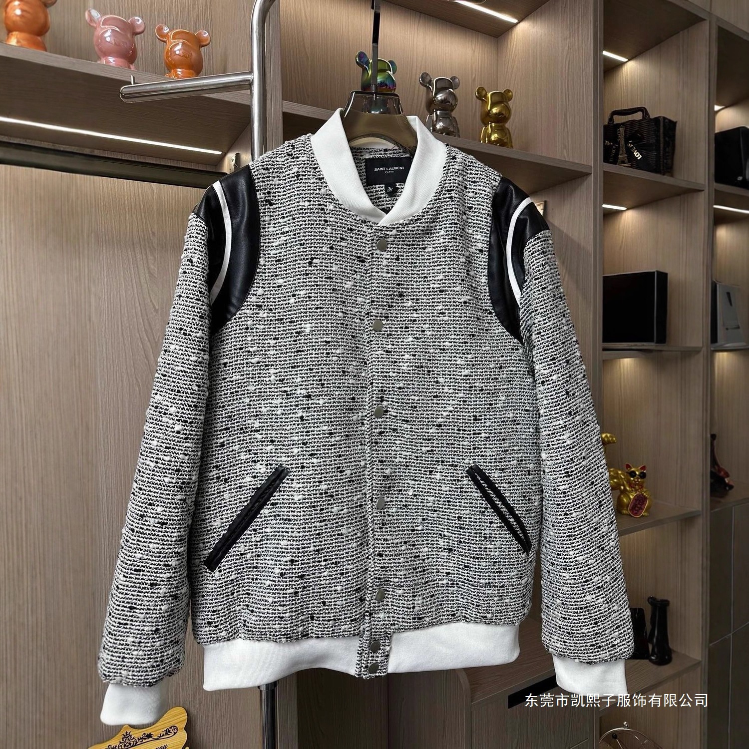 网红小香风外套男女春季刺绣波点编织棒球服情侣款慵懒风上衣男