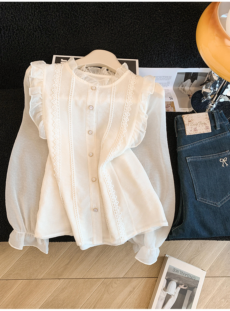 Elegante Damenbluse Mit Rüschen Und Stehkragen Für Den Frühling_voghion.com