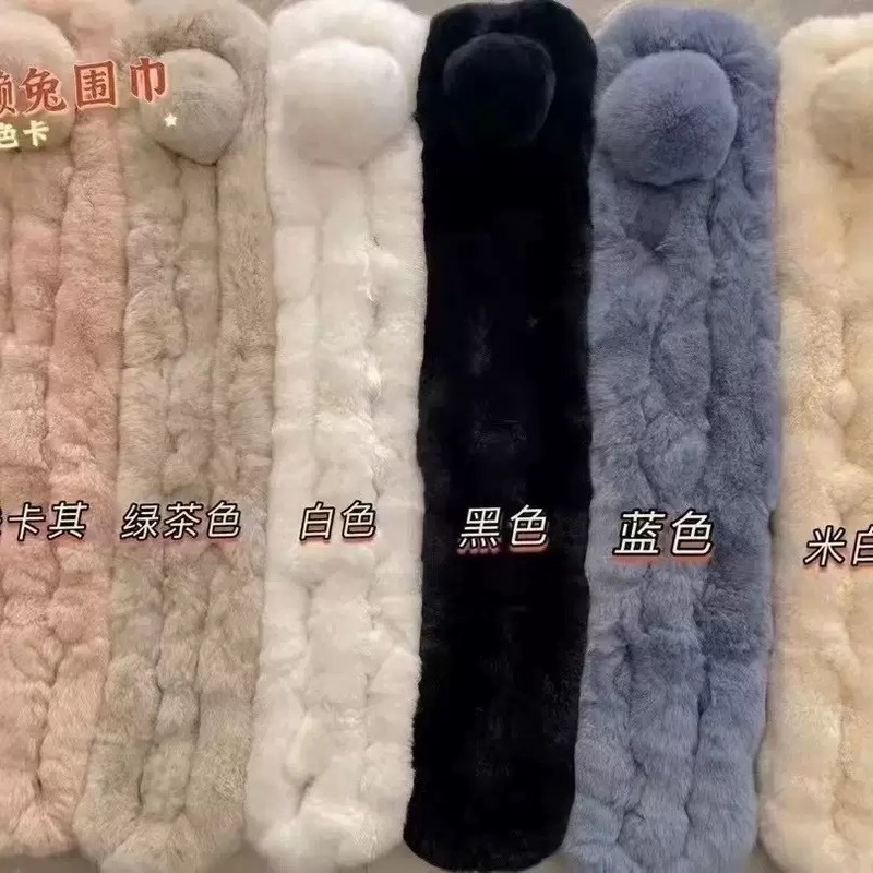 跨境爆款厂家直供皮草围脖围巾真獭兔毛围脖女士毛绒脖套三管围脖|undefined