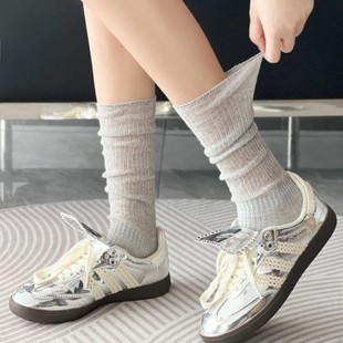 Gray Slouch Socks for Women, Spring and Autumn Calf Socks, Pure Desire Style Miu Series Socks, Ballet Style Trendy Mid-Calf Socks, Ins Trend