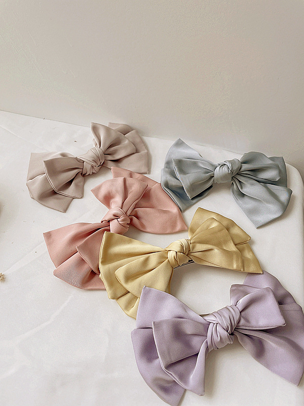 Vente En Gros Bijoux Simple Tissu De Couleur Unie Pince À Cheveux Bowknot Double Couche Nihaojewelry display picture 1