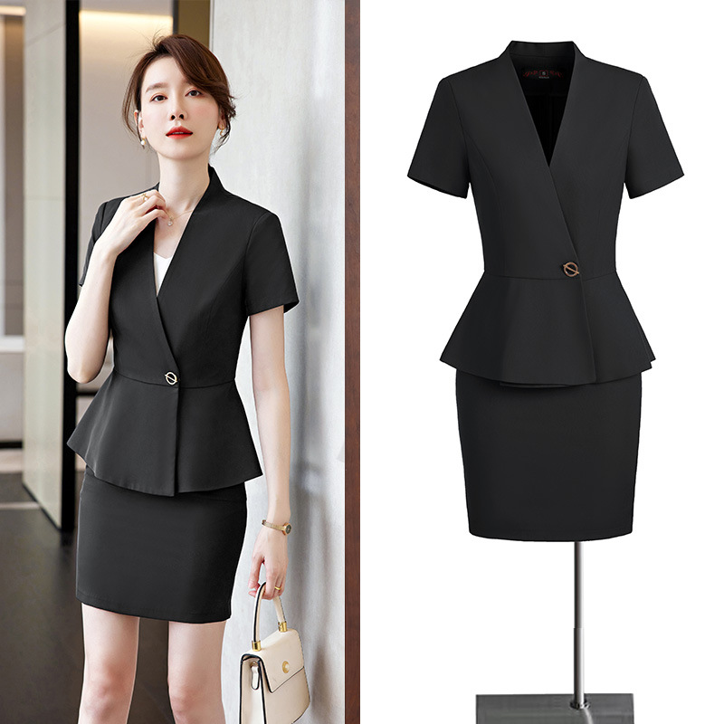High-end women's summer new style workwear formal suit skirt suit jewelry hotel receptionist uniform