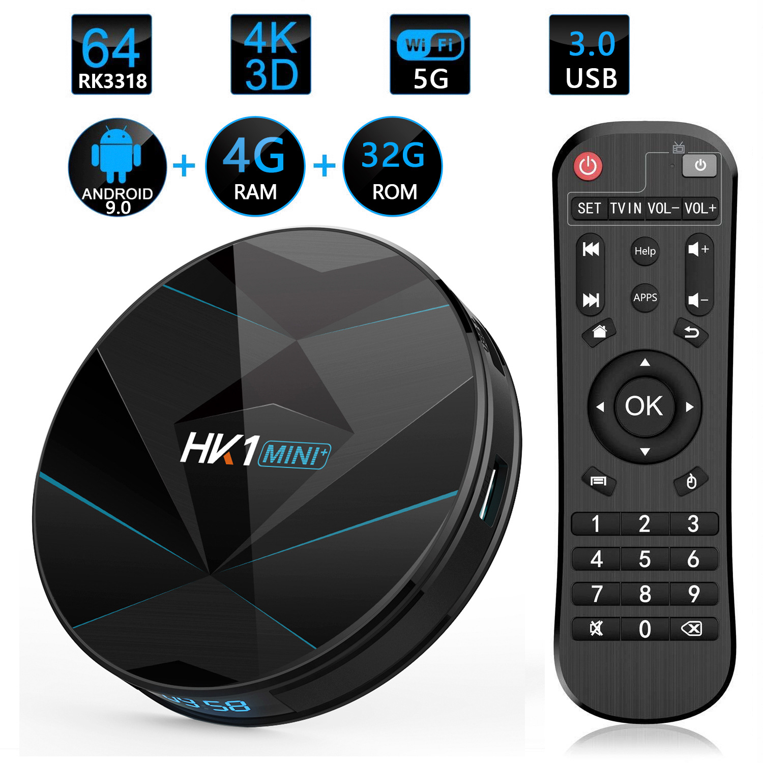 HK1 BOX 机顶盒 S905X3 安卓9.0 TV BOX 网络播放器双频 WIFI+BT详情9