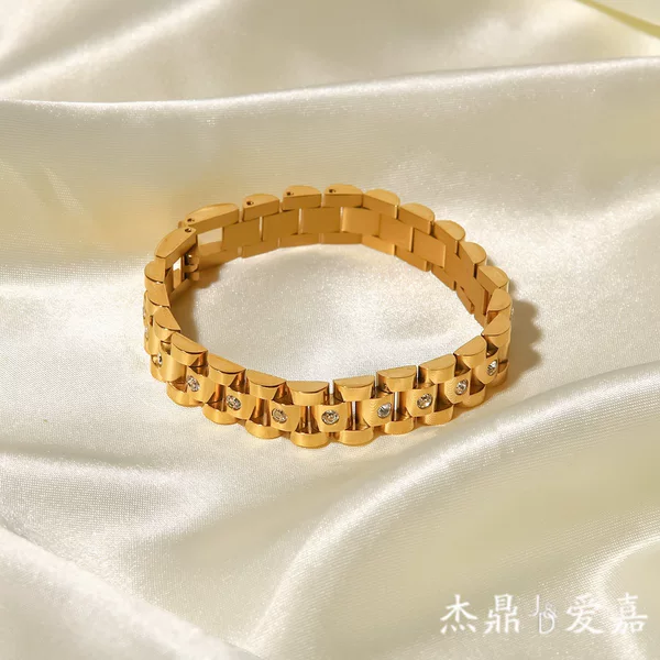 European and American INS Internet Red Same Style Metal Wind Titanium Steel Bracelet Stainless Steel PVD Plated 18K Gold Watch Strap Bracelet Bracelet