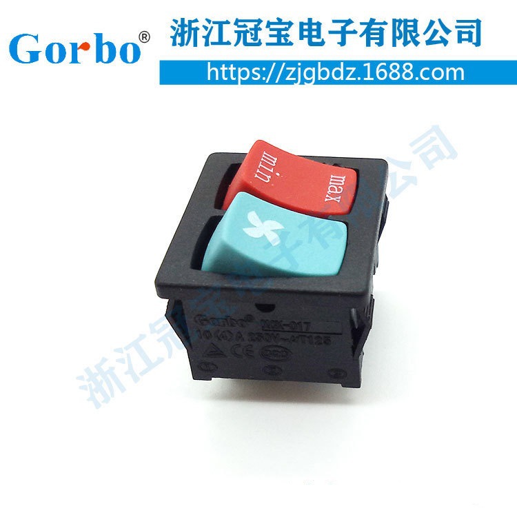 船型小开关按钮KCD黑红双胞胎四脚两档双联 电源翘板开关