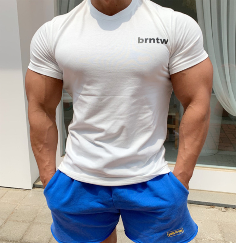 Muscle New Style Men's Fitness Stretch T-shirt Men's Slim-fit Breathable Training Short-sleeved Equipment Sports Top Base Shirt