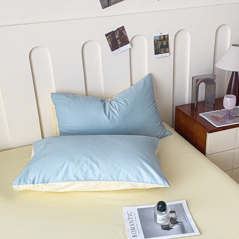 Cotton Bedding Set Solid Colour Four Piece Bedding With Fitted Sheet_voghion.com