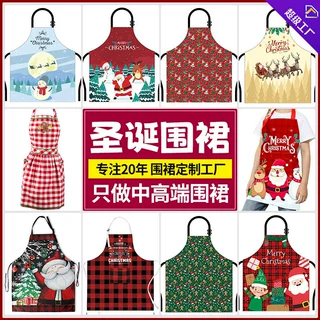 亚马逊新款圣诞节格林奇圣诞老人款家用厨房圣诞用品批发防水围裙