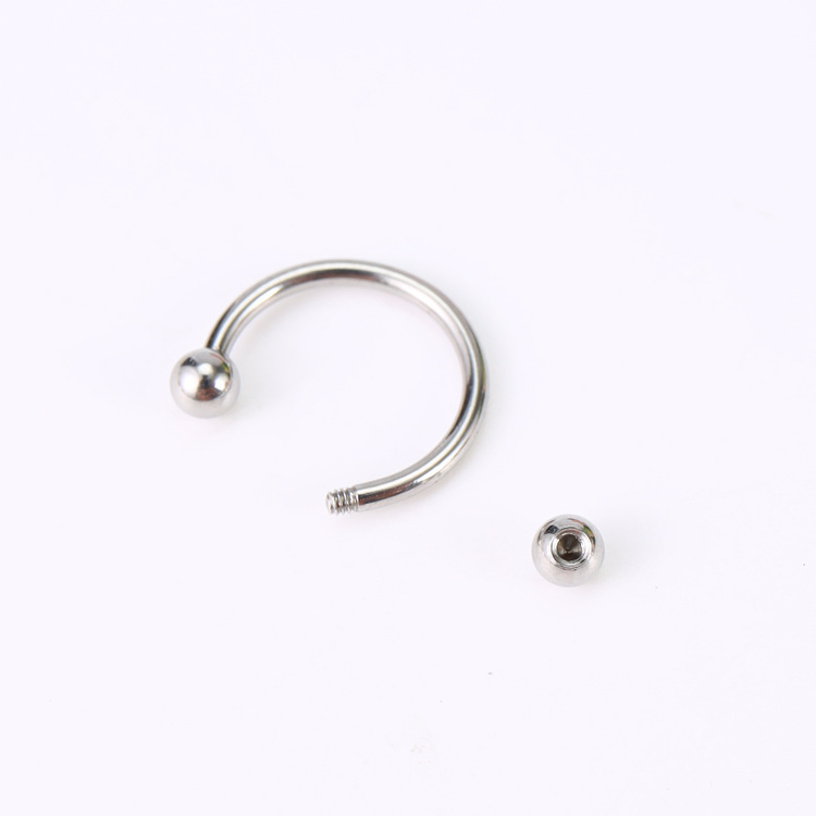 G23 Titanium F136 External Thread Horseshoe Nose Ring Septum Piercing Jewelry detail image 7