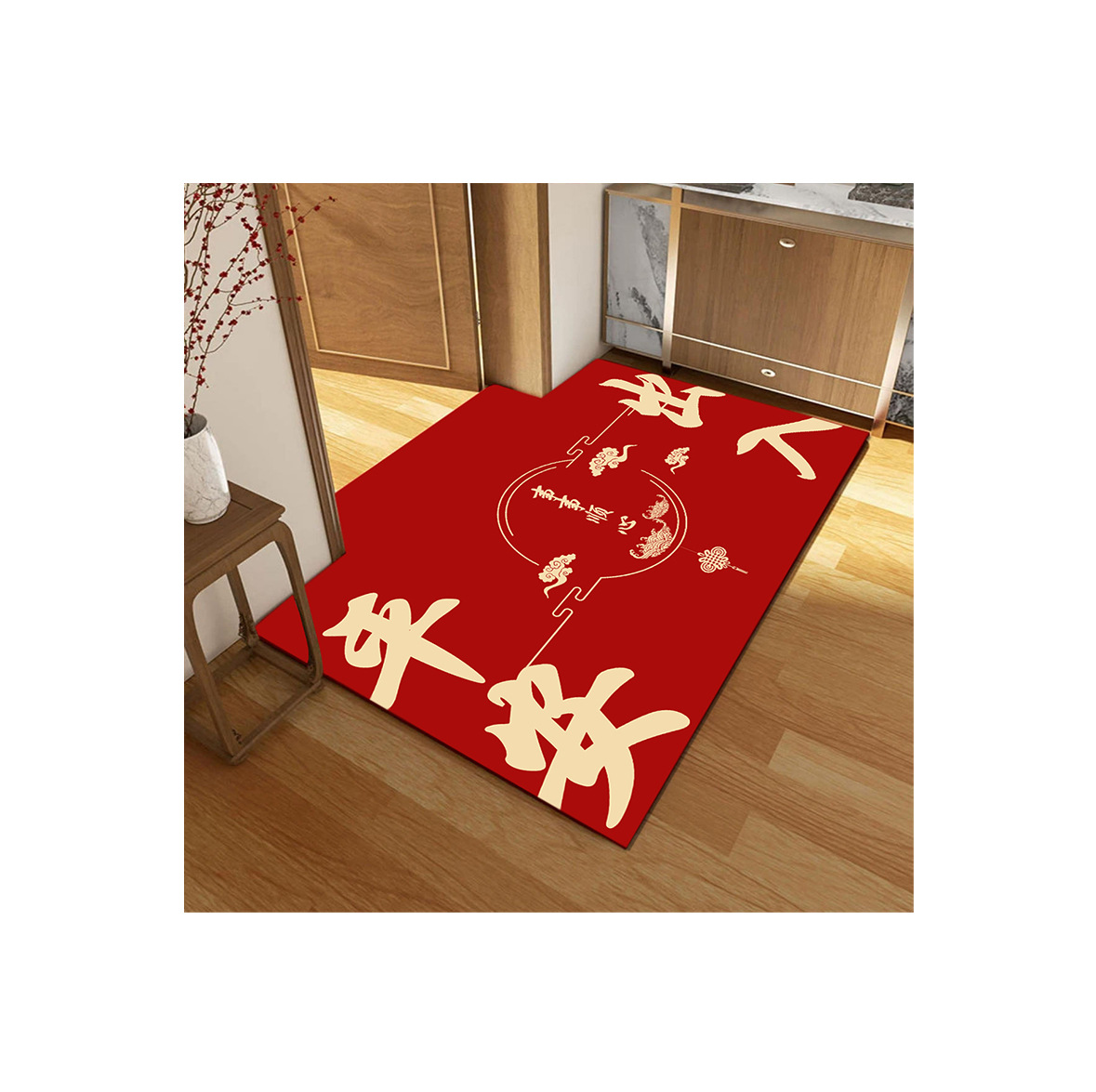 Nueva alfombra antideslizante de estilo chino, alfombra roja resistente a la suciedad, alfombra de pies de gran área.