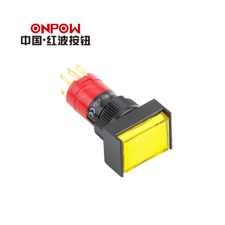 ONPOW中国红波欧宝龙 LAS1J-11矩形接插式普通方形按钮开关指示灯