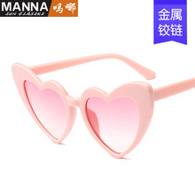 新款跨境速卖太阳镜时尚桃心爱心墨镜金属铰链大框个性眼镜