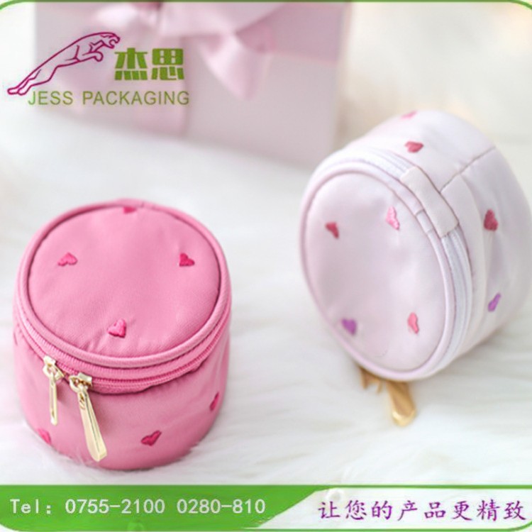 设计新款丝绸圆形珠宝收纳桶玉器防摔束口包化妆品圆桶量大从优
